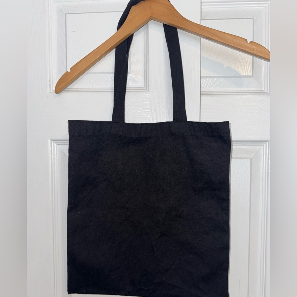 💥SALE ‘We’re All Mad Here” Tote Bag | Alice in Wonderland Quote | Black & Gold - Picture 3 of 7